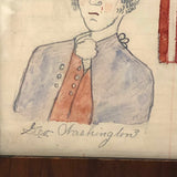 Of the Moment George Washington, Naive Antique Ink Drawing, Framed