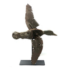 Wonderfully Weathered and Mended Old Folk Art Duck Whirligig on Custom Stand