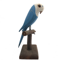 Old Blue and White Carved Bird on Perch