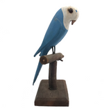 Old Blue and White Carved Bird on Perch