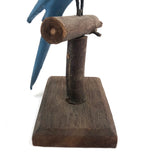 Old Blue and White Carved Bird on Perch