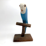 Old Blue and White Carved Bird on Perch