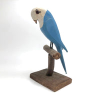 Old Blue and White Carved Bird on Perch