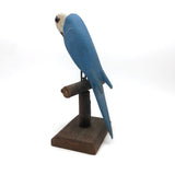 Old Blue and White Carved Bird on Perch