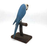 Old Blue and White Carved Bird on Perch