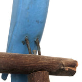 Old Blue and White Carved Bird on Perch