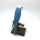 Old Blue and White Carved Bird on Perch