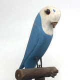 Old Blue and White Carved Bird on Perch