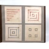 Untouched Antique Kindergarten Album with Paper Weavings, Yarn Drawings, Paper Folding, More