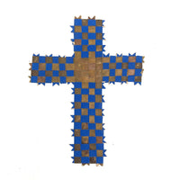 Blue and Gold Antique Finely Woven Paper Cross