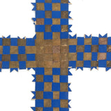 Blue and Gold Antique Finely Woven Paper Cross