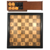 Eli Jackson's Antique German Chessboard / Checkerboard with Hand-inked Guides Plus Checkers Set