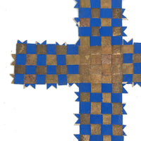 Blue and Gold Antique Finely Woven Paper Cross