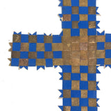 Blue and Gold Antique Finely Woven Paper Cross