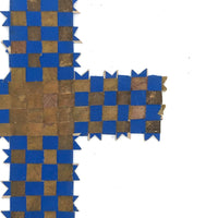 Blue and Gold Antique Finely Woven Paper Cross