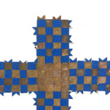 Blue and Gold Antique Finely Woven Paper Cross