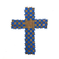 Blue and Gold Antique Finely Woven Paper Cross