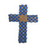 Blue and Gold Antique Finely Woven Paper Cross