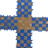 Blue and Gold Antique Finely Woven Paper Cross