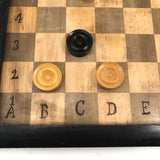 Eli Jackson's Antique German Chessboard / Checkerboard with Hand-inked Guides Plus Checkers Set