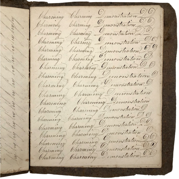 Charming Demonstrations and Lamentations: Earlyish Century Penmanship Practice Notebook