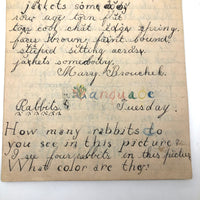 Mary Broucher's Early 20th C. School Notebook with Poetic Lessons and Juxtapositions