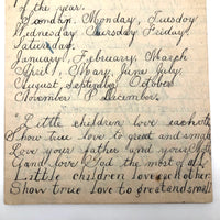 Mary Broucher's Early 20th C. School Notebook with Poetic Lessons and Juxtapositions