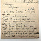 Mary Broucher's Early 20th C. School Notebook with Poetic Lessons and Juxtapositions