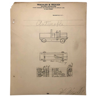 "Automoble":  H. Mischler's Hand-drawn Rubber Band Powered Toy Car Rendering with Specs