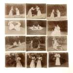 Group of 12 Antique Miniature Photos of Two Young Women in Garden