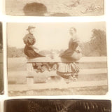 Group of 12 Antique Miniature Photos of Friends at Play