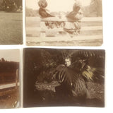 Group of 12 Antique Miniature Photos of Friends at Play