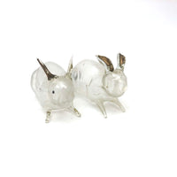 SOLD Pair of Light as Air Gilded Ear Glass Bunny Perfume Bottles