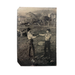 Two Boxers on the Farm, Antique Outdoors Tintype