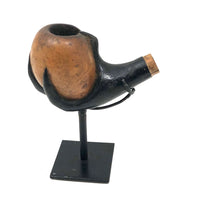 Antique Hand-carved Folk Art Wooden "Claw Over Egg" Pipe Bowl on Custom Stand