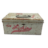 Old Hand-painted Ice Fishing Box with Excellent Red Lettering