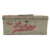 Old Hand-painted Ice Fishing Box with Excellent Red Lettering