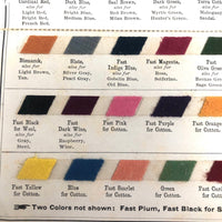 The Diamond Dyes 45 Color Sample Swatch Card, Wells, Richardson & Co Vermont, c. 1910s