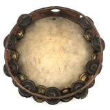 Beautiful Old Much Played Double Row Hide Tambourine with Painted Sides