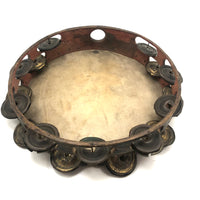 Beautiful Old Much Played Double Row Hide Tambourine with Painted Sides