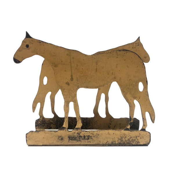 Golden Horses with Sweet Faces, Vintage Hand-painted Napkin/Letter Holder