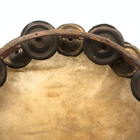 Beautiful Old Much Played Double Row Hide Tambourine with Painted Sides