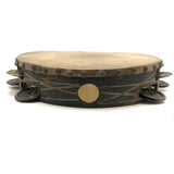 Beautiful Old Much Played Double Row Hide Tambourine with Painted Sides