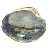 Seascape with Boat, 1945 Folk Art Painted Seashell