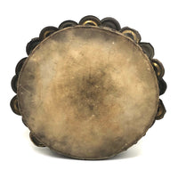 Beautiful Old Much Played Double Row Hide Tambourine with Painted Sides