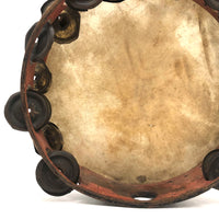 Beautiful Old Much Played Double Row Hide Tambourine with Painted Sides