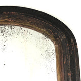 Antique Rounded Top Wooden Frame with Distressed Mirror and Wood Panel Back
