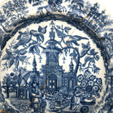 Shattered and Glued Early 19th Century Blue Printed Chinoiserie Plate