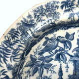 Shattered and Glued Early 19th Century Blue Printed Chinoiserie Plate