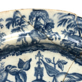 Shattered and Glued Early 19th Century Blue Printed Chinoiserie Plate